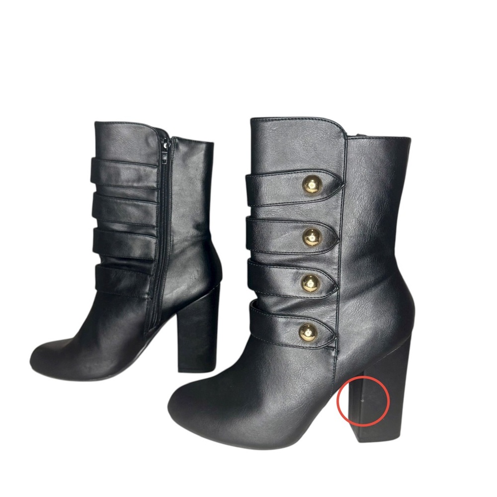 Bamboo Namaste Black & Gold Military Ankle Boots Size 7 - Picture 9 of 9